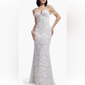 DRESS THE POPULATION 
Antoinette Embellished Lace Gown